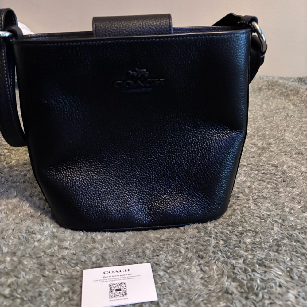 Coach Black Bucket  Leather Crossbody Bag